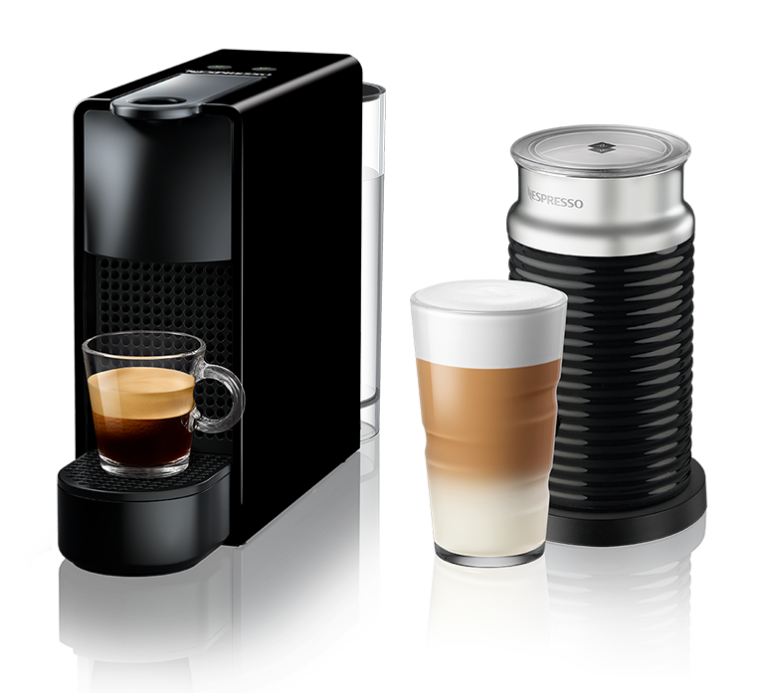 Nespresso Essenza Mini Coffee Machine with Aeroccino Milk Frother Bundle - Black - 90009465