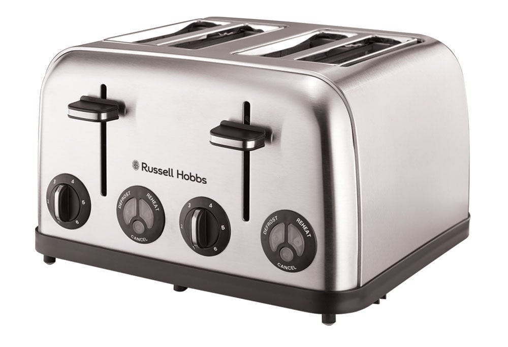 Russell Hobbs 4 Slice Stainless Steel Toaster - 13976