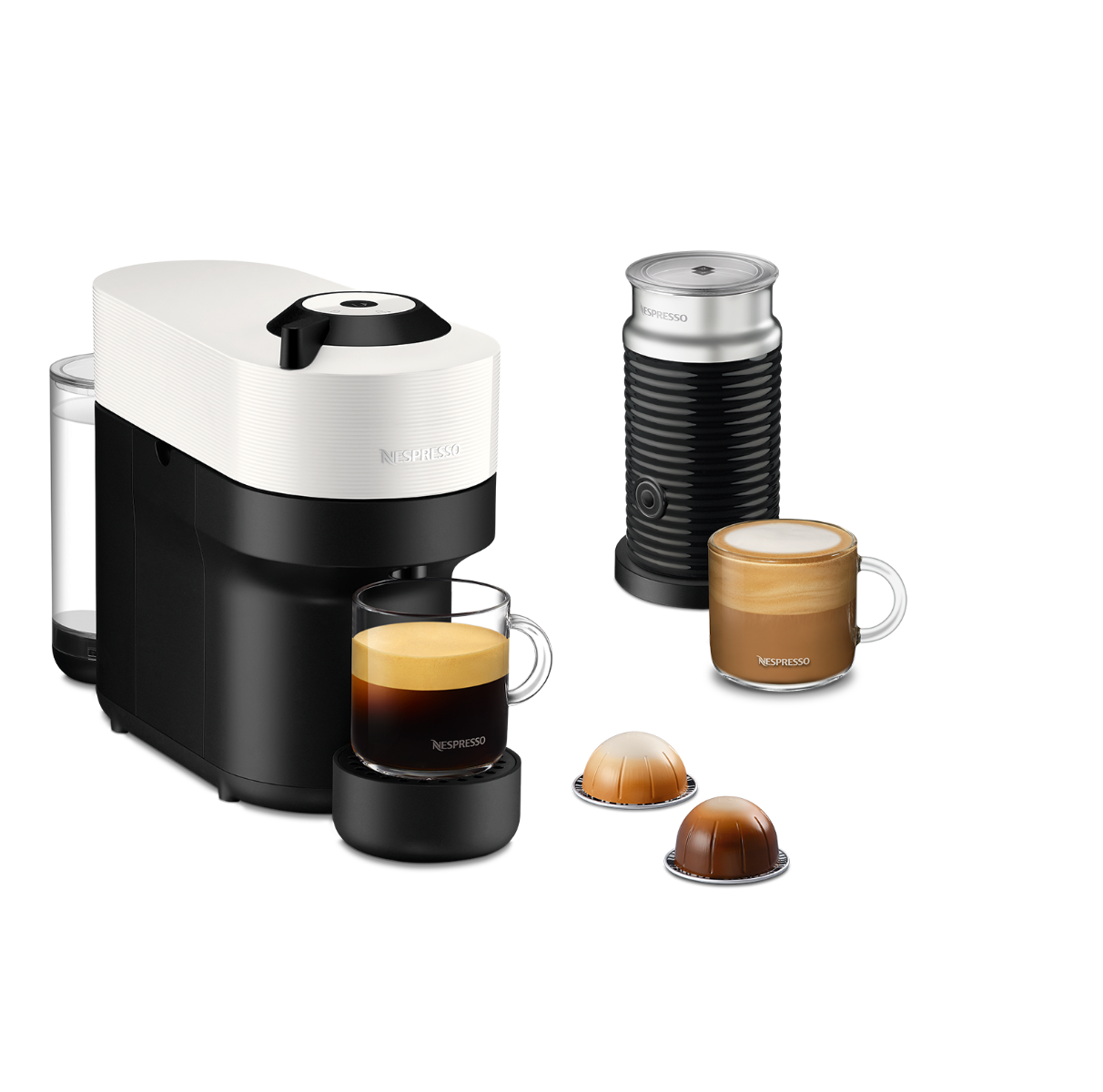 Nespresso Vertuo Pop Coffee Machine With Aeroccino Milk Frother Bundle - Coconut White - 90009325