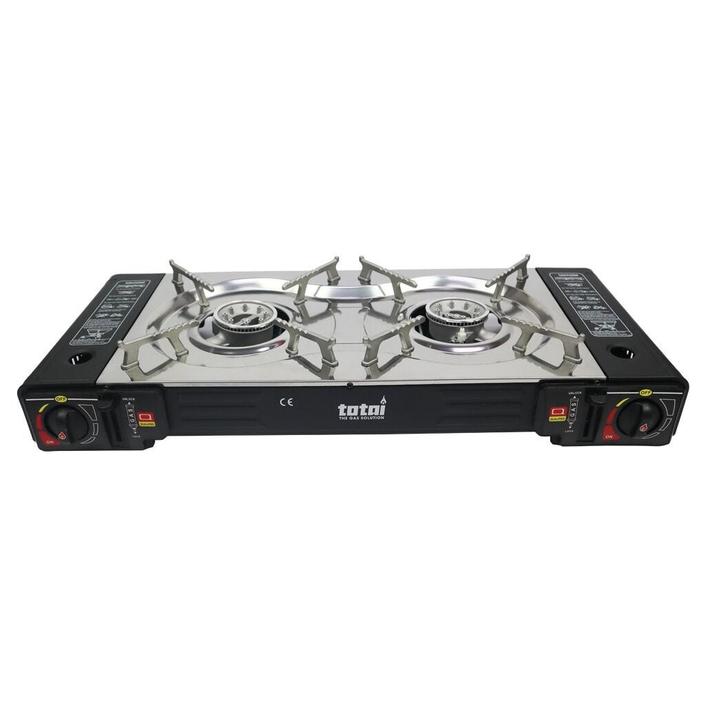 Totai Black Portable Double Cartridge Gas Stove - 26/007X2B