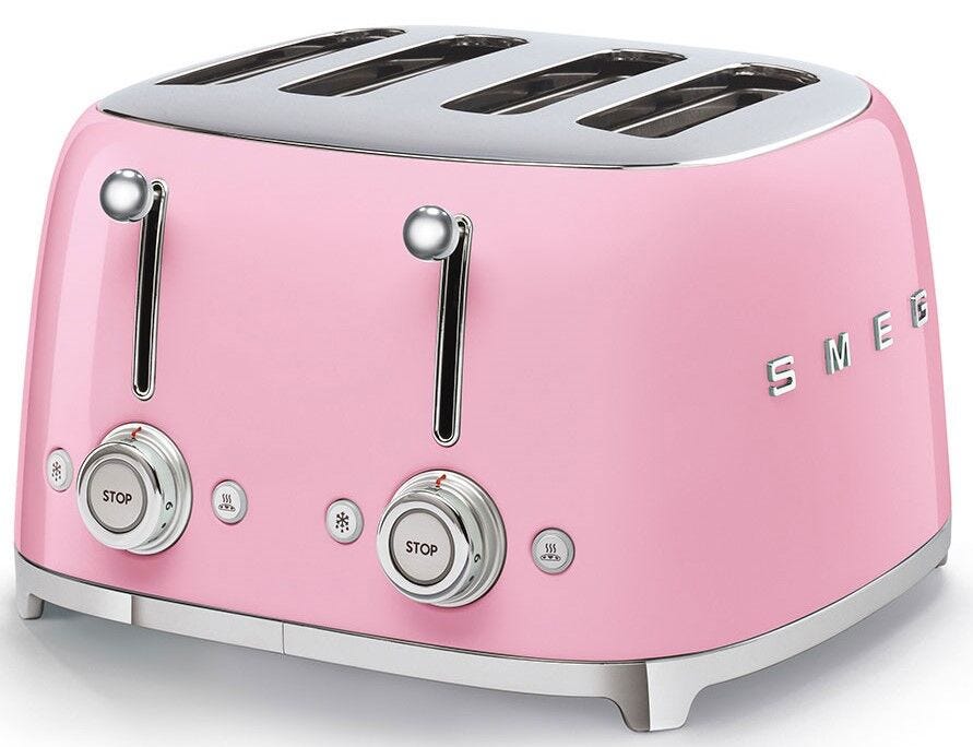 Smeg Pink Retro 4 Slice Square Toaster - TSF03PKSA