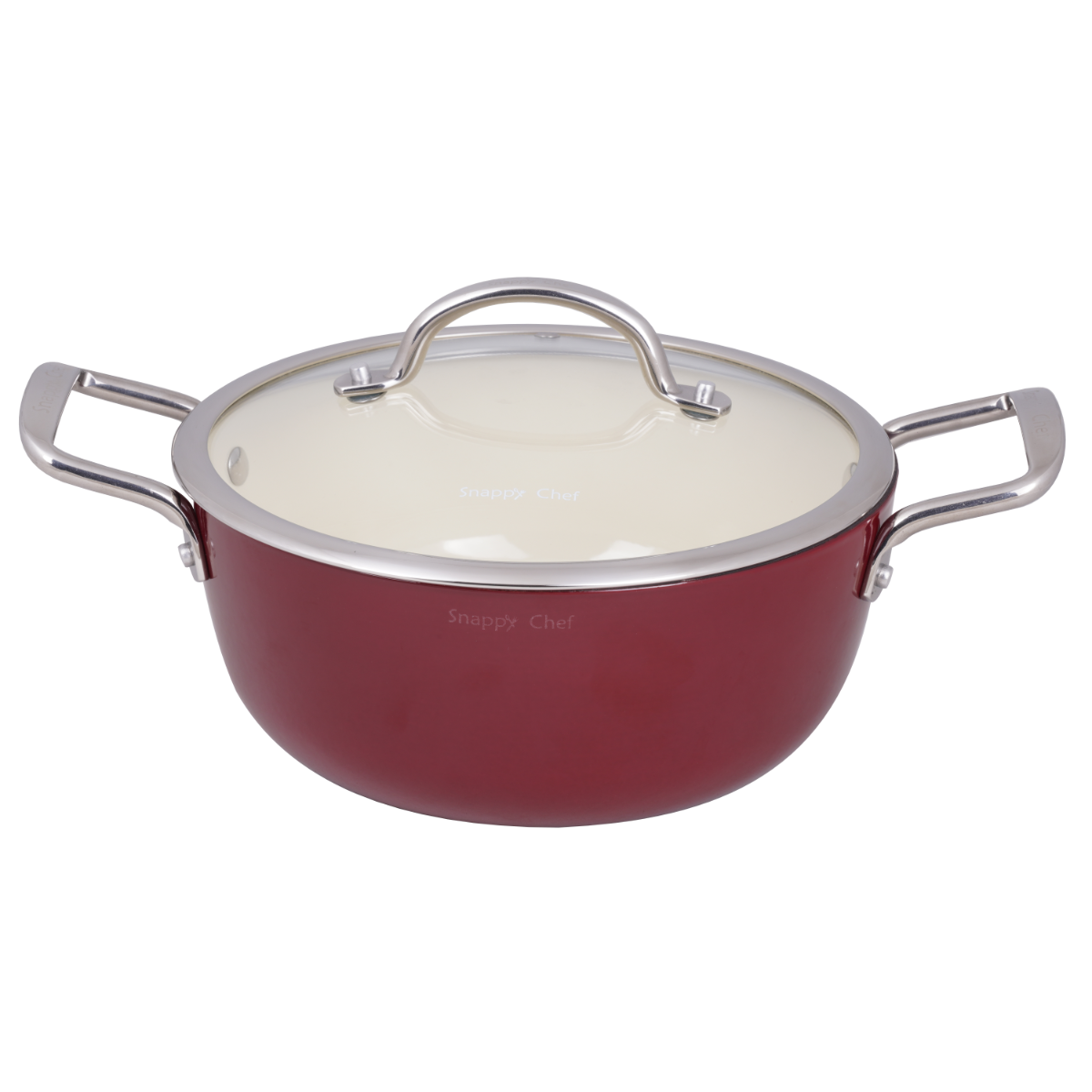 Snappy Chef 24cm Red Superlight Cast Iron Casserole - CICA024