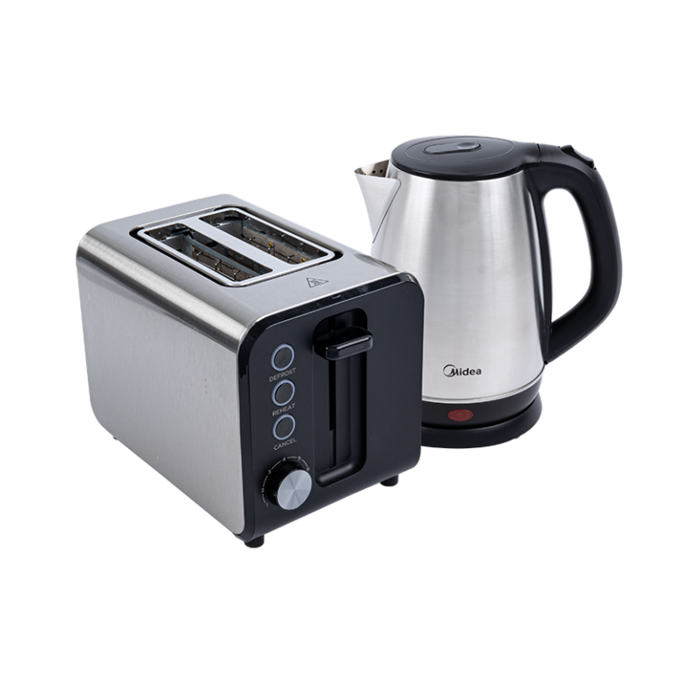 Midea Stainless Steel Deluxe Kettle & 2 Slice Toaster Breakfast Pack - MD-BP-17S30B-RW2L