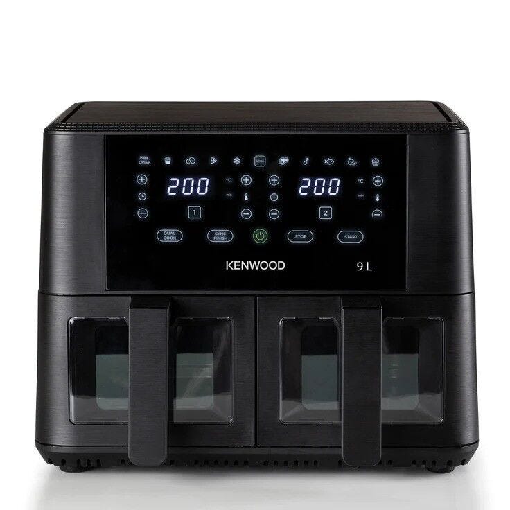 Kenwood 4.5l + 4.5l = 9l Double Air Fryer With Windows - HFG95.000BK