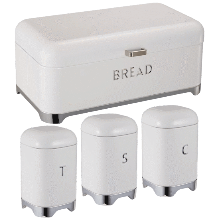 Deluxe White With Silver Base Bread Bin - CH911-N