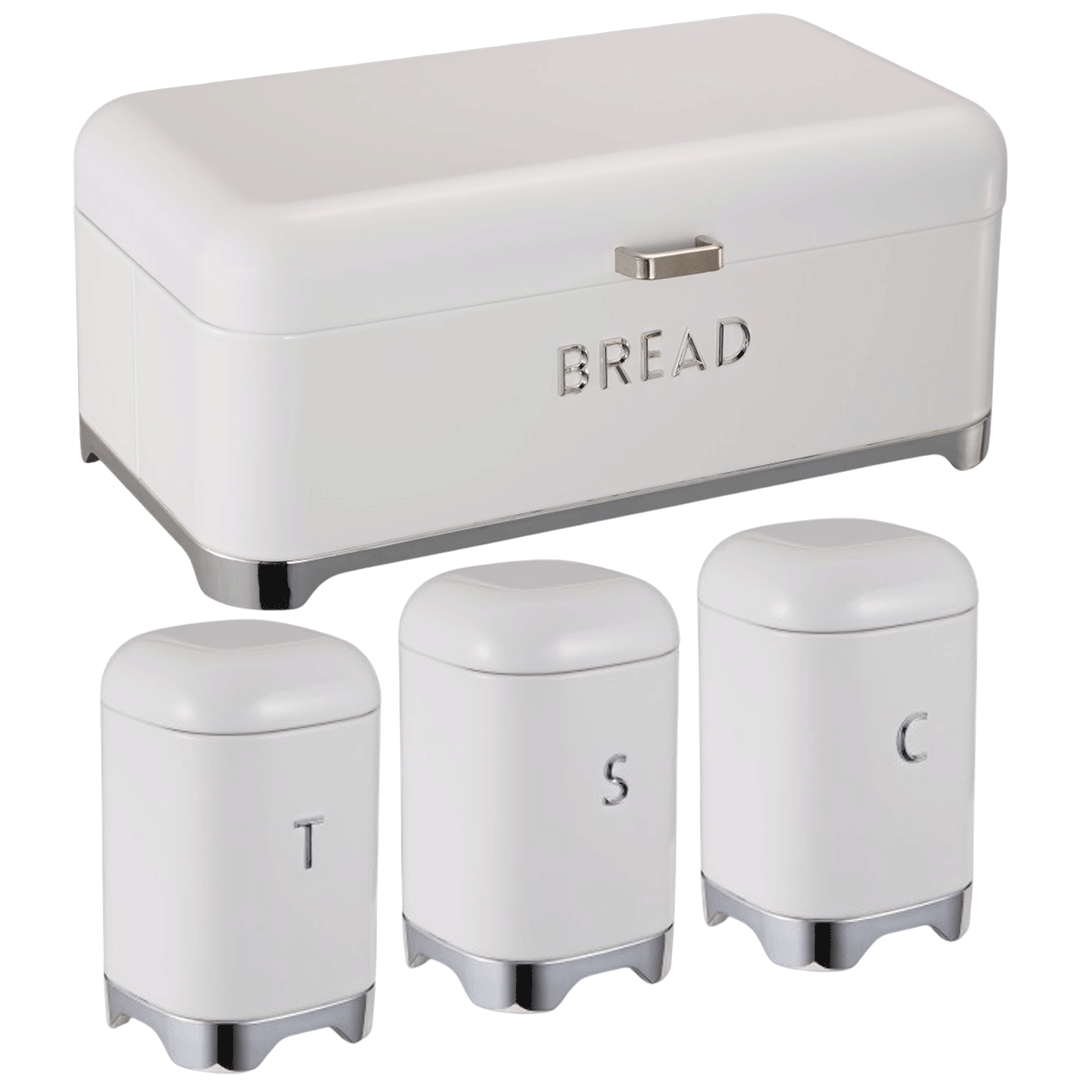 Deluxe White With Silver Base Bread Bin - CH911-N