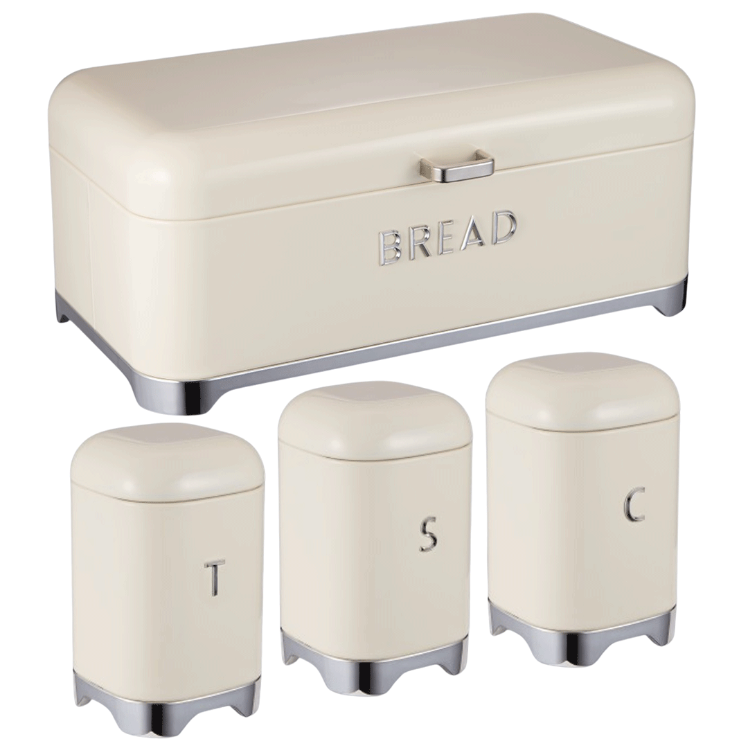 Deluxe Cream With Silver Base Bread Bin - CH889