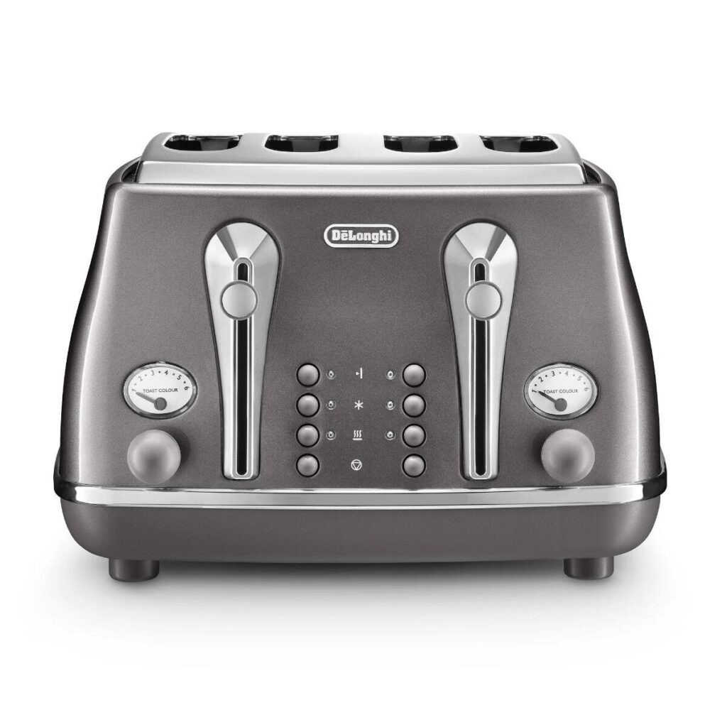 Delonghi 4 Slice Grey Icona Metallics Toaster - CTOT4003.GY