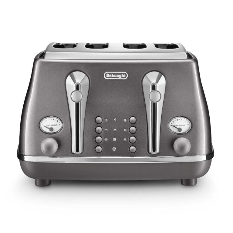 Delonghi 4 Slice Grey Icona Metallics Toaster - CTOT4003.GY