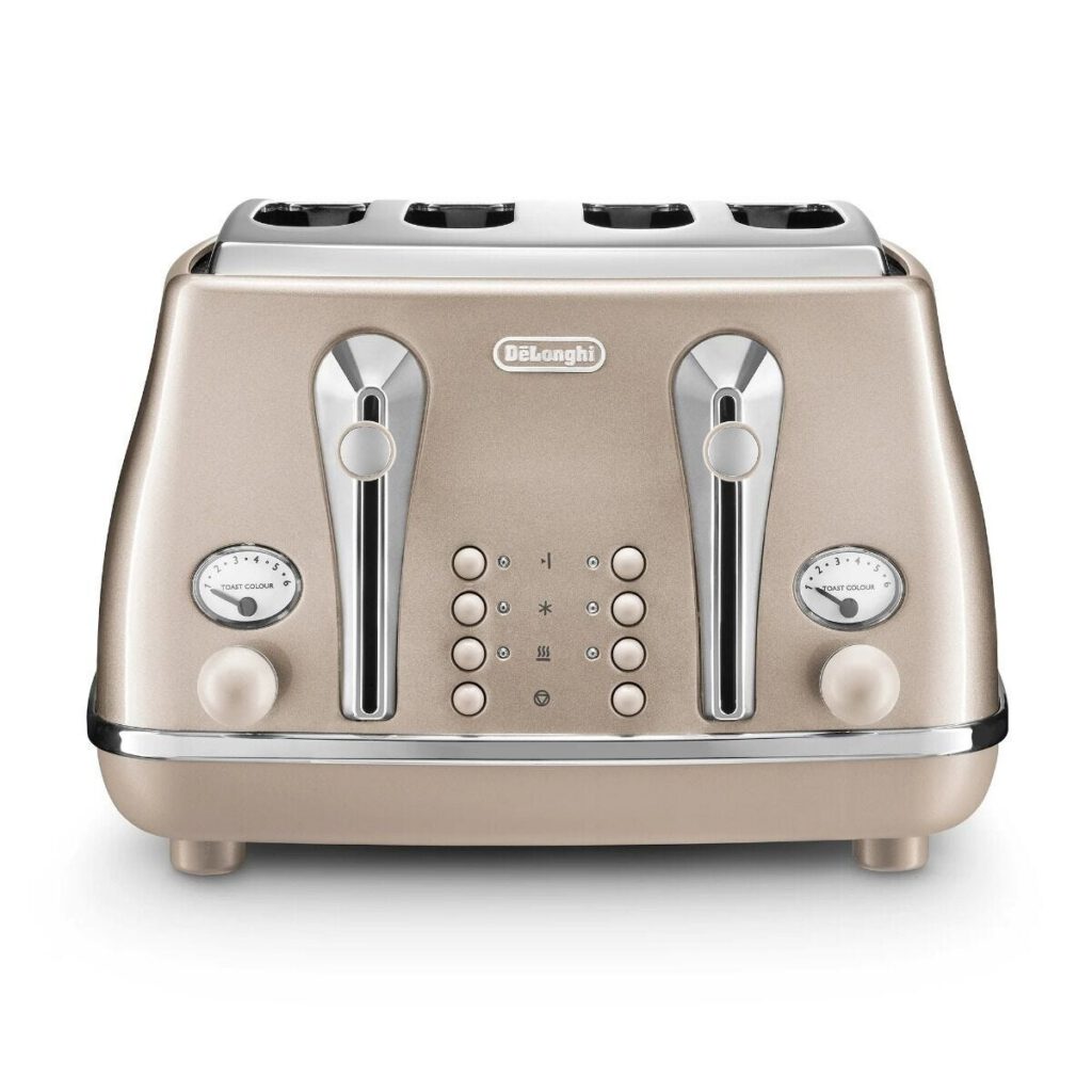 Delonghi 4 Slice Beige Icona Metallics Toaster - CTOT4003.BG