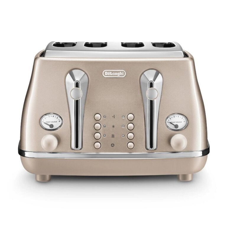 Delonghi 4 Slice Beige Icona Metallics Toaster - CTOT4003.BG