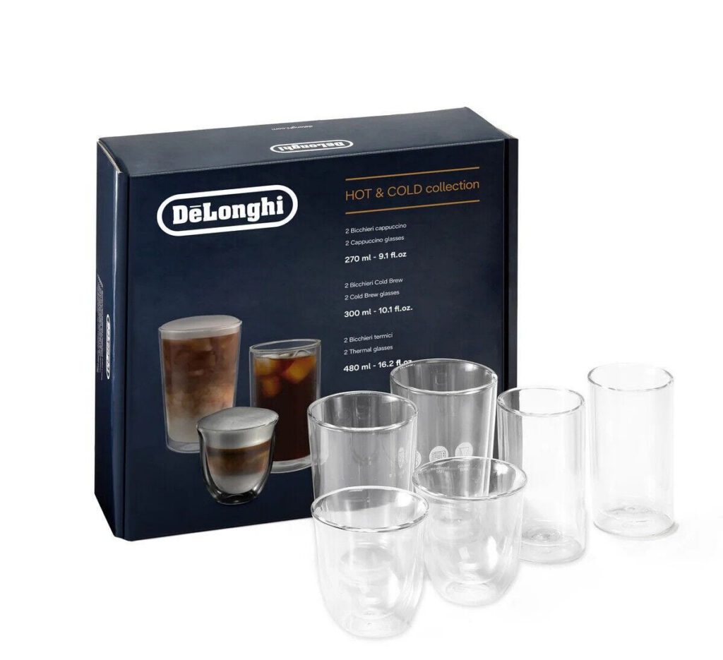 Delonghi Set 0f 6 Hot & Cold Coffee Glasses Collection - DLSC326
