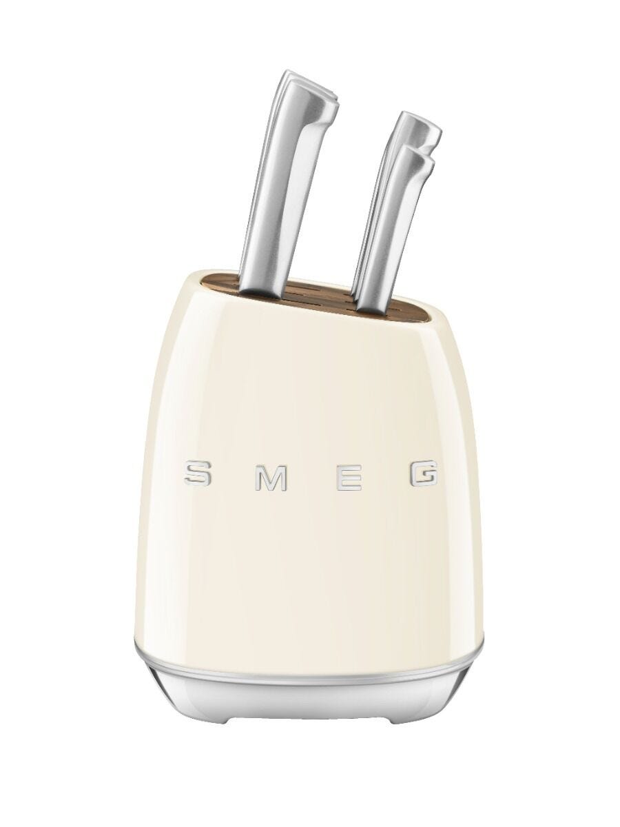 Smeg Cream Retro Knives Block Set - KBSF02CR