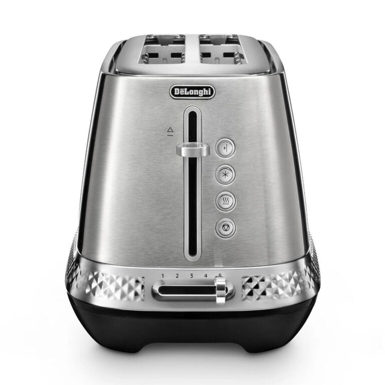 Delonghi Metal Finish Diadema Long Slot 4 Slice Toaster - CTV3003.M