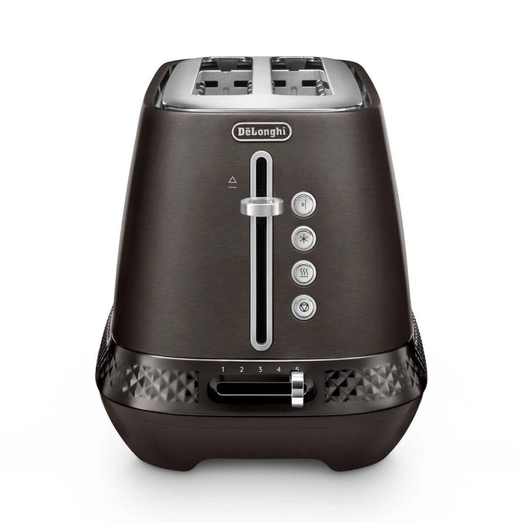 Delonghi Black Metal Diadema Long Slot 4 Slice Toaster - CTV3003.BK