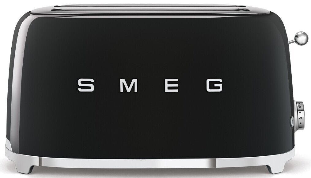 Smeg 4 Slice Black Toaster - TSF02BLSA